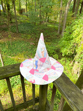 Load image into Gallery viewer, Vintage Quilt Witch Hat – Pink Fan | One of a Kind Handmade Hat