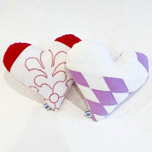 Load image into Gallery viewer, Handmade Vintage Quilt Heart Pillow – Upcycled Quilt