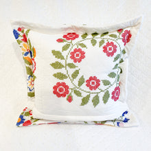 Load image into Gallery viewer, Vintage Quilt Square Pillow – Flanged Edge + Zipper Back