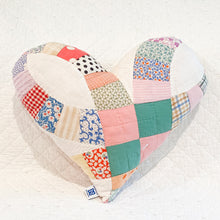 Load image into Gallery viewer, Handmade Vintage Quilt Heart Pillow – Upcycled Quilt