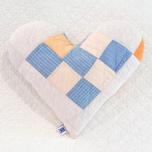 Load image into Gallery viewer, Handmade Vintage Quilt Heart Pillow in rustic farmhouse setting

