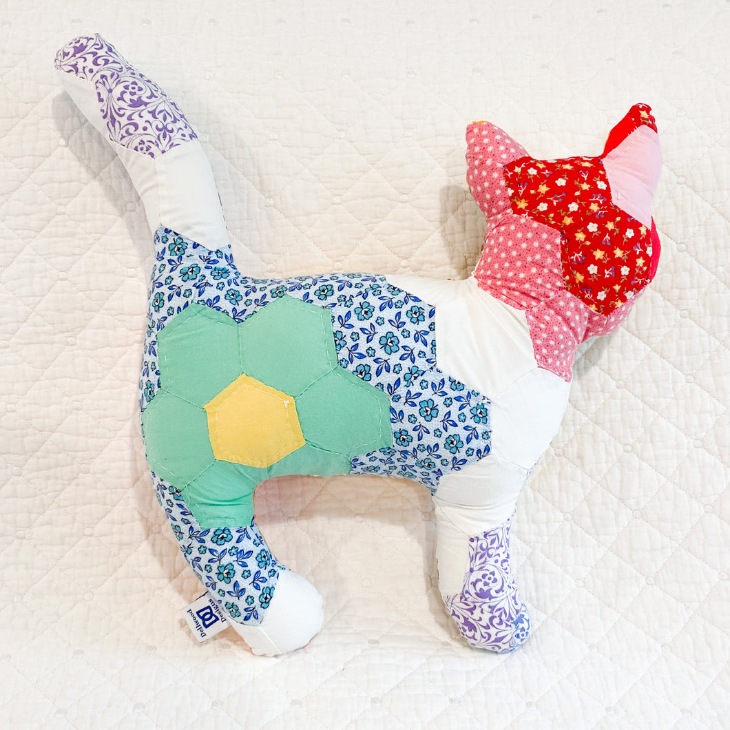 Vintage Quilt Stuffed Cat
