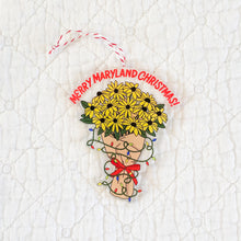 Load image into Gallery viewer, Acrylic ornament featuring Black-Eyed Susans wrapped in Christmas lights. Bright, durable, and perfect for Maryland holiday décor.
