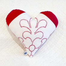 Load image into Gallery viewer, Handmade Vintage Quilt Heart Pillow – Upcycled Quilt
