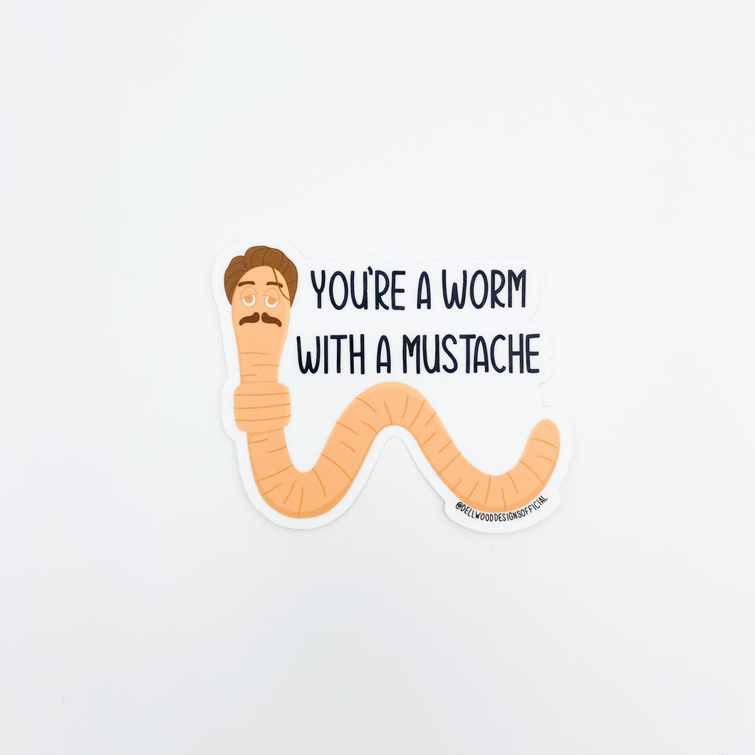 Worm with a Mustache Sticker