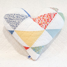 Load image into Gallery viewer, Handmade Vintage Quilt Heart Pillow – Upcycled Quilt
