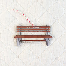 Load image into Gallery viewer, Baltimore Bench Acrylic Christmas Ornament – Double-Sided Recycled Ornament | Baltimore Holiday Decor
