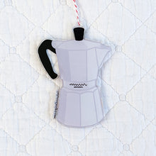 Load image into Gallery viewer, Moka Pot Acrylic Christmas Ornament – Double-Sided Recycled Coffee Ornament | Eco-Friendly Holiday Decor
