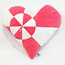 Load image into Gallery viewer, Handmade Vintage Quilt Heart Pillow – Upcycled Quilt
