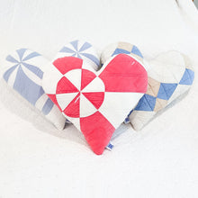 Load image into Gallery viewer, Handmade Vintage Quilt Heart Pillow – Upcycled Quilt
