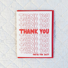 Load image into Gallery viewer, Thank You Thank You Thank You Card – Classic Shopping Bag Inspired Greeting Card
