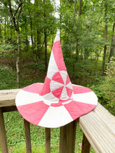 Load image into Gallery viewer, Vintage Quilt Witch Hat –  Dark Pink &amp; White | One of a Kind Handmade Hat
